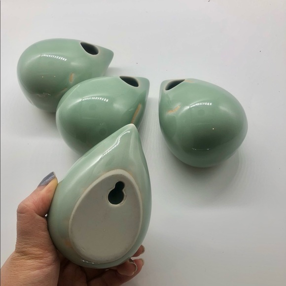 2PC mini tear drop shape wall hanging porcelain planter vase - Picture 5 of 6